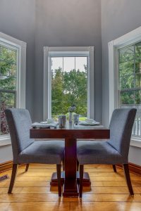 Dining table for two in alcove at Craigleith Manor Boutique bed and breakfast